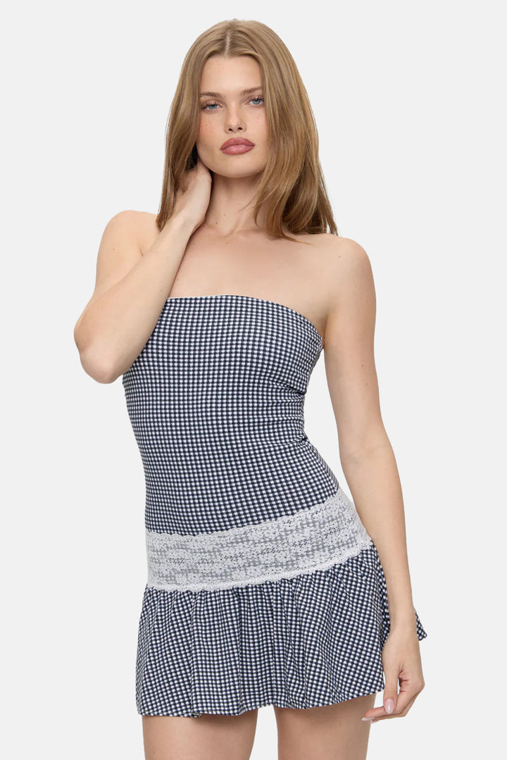 Mirage Gingham Mini Dress Midnight Wishes