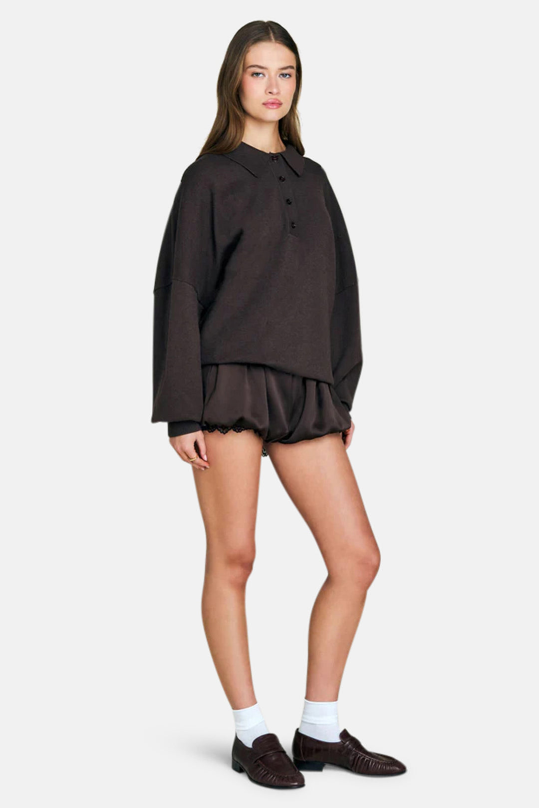 Misha Short Slate Brown/Black Lace