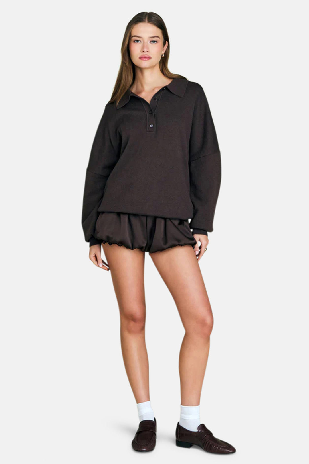 Misha Short Slate Brown/Black Lace