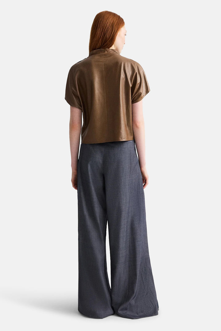 Mock Neck Tee in Leather Tobacco