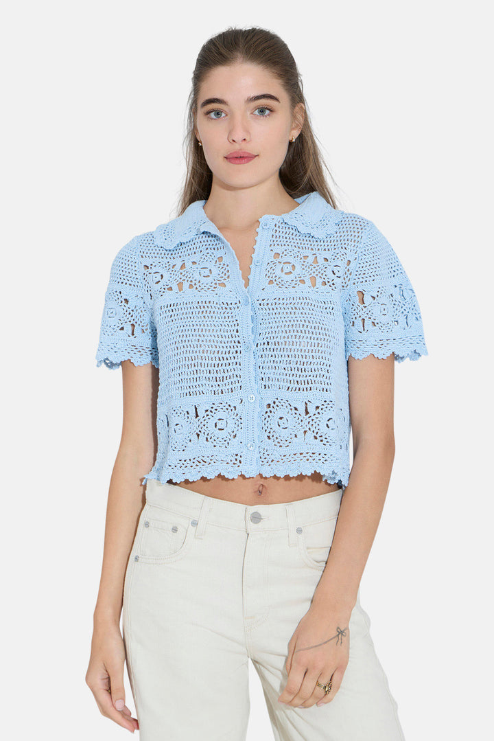 Molly Crochet Shirt Pale Blue