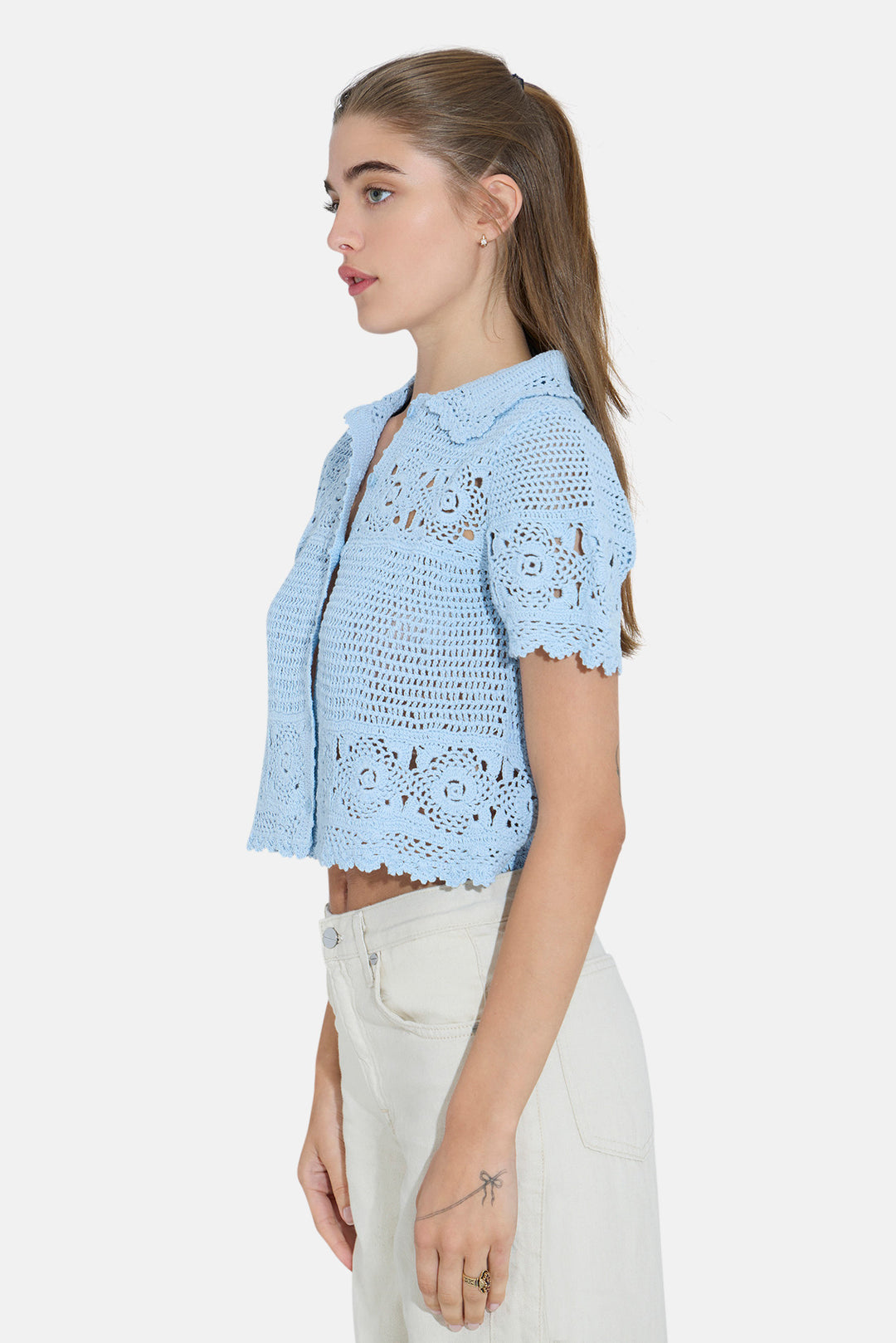 Molly Crochet Shirt Pale Blue