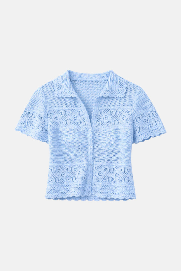 Molly Crochet Shirt Pale Blue