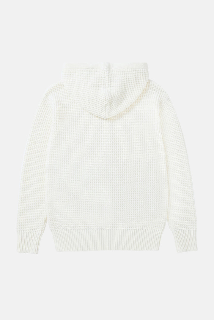 Montecito Waffle Pullover Hoodie White