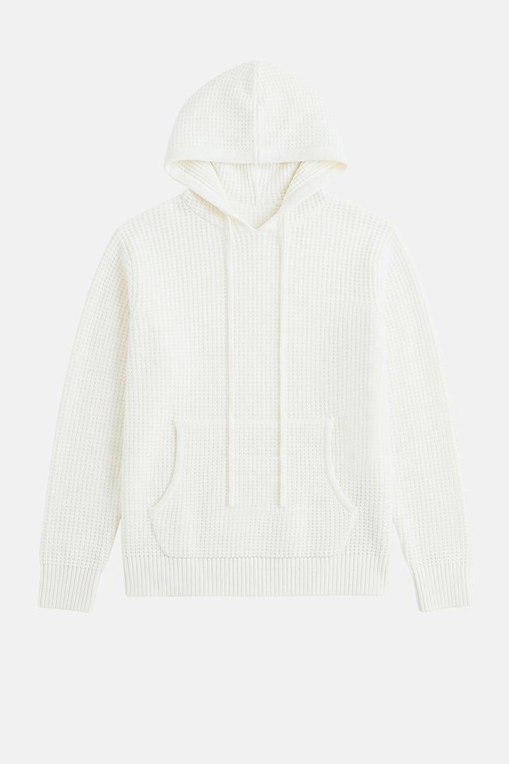 Montecito Waffle Pullover Hoodie White