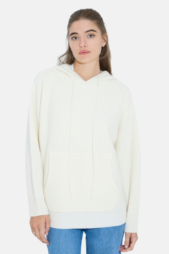 Montecito Waffle Pullover Hoodie White