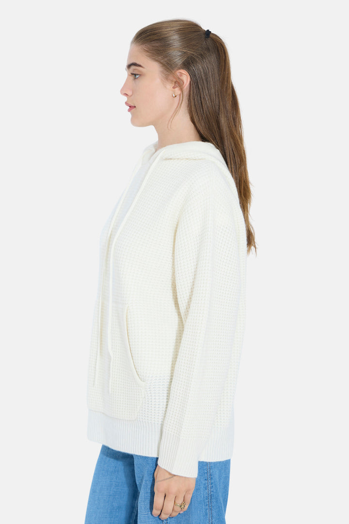 Montecito Waffle Pullover Hoodie White