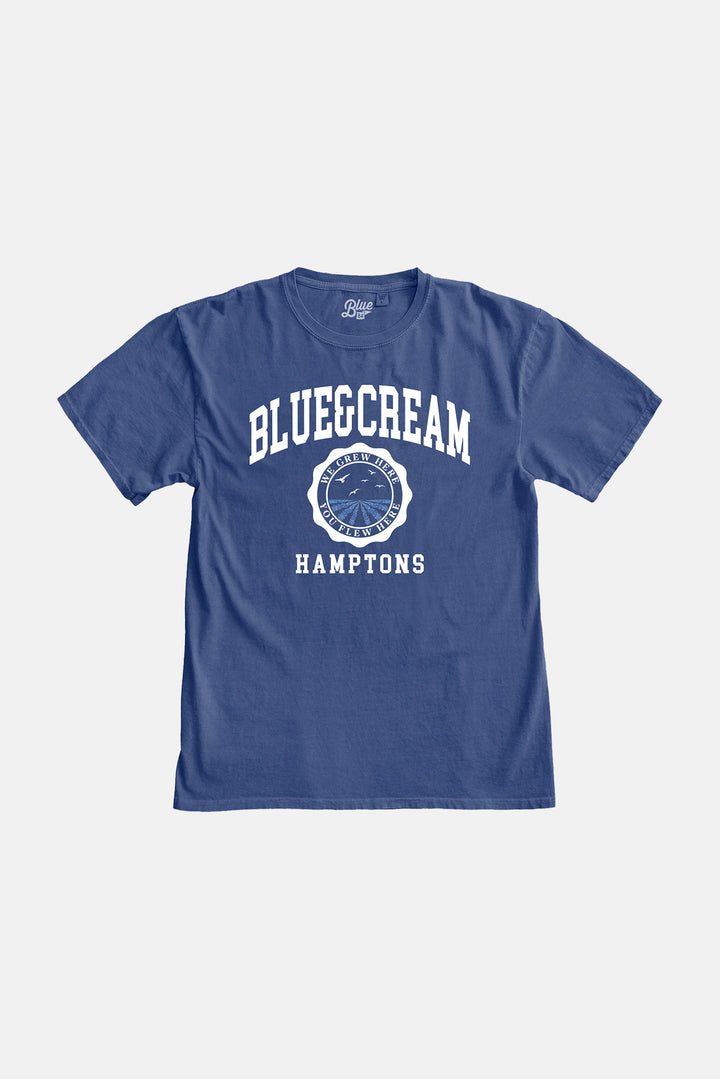 Hamptons We Grew Here Tee Blue