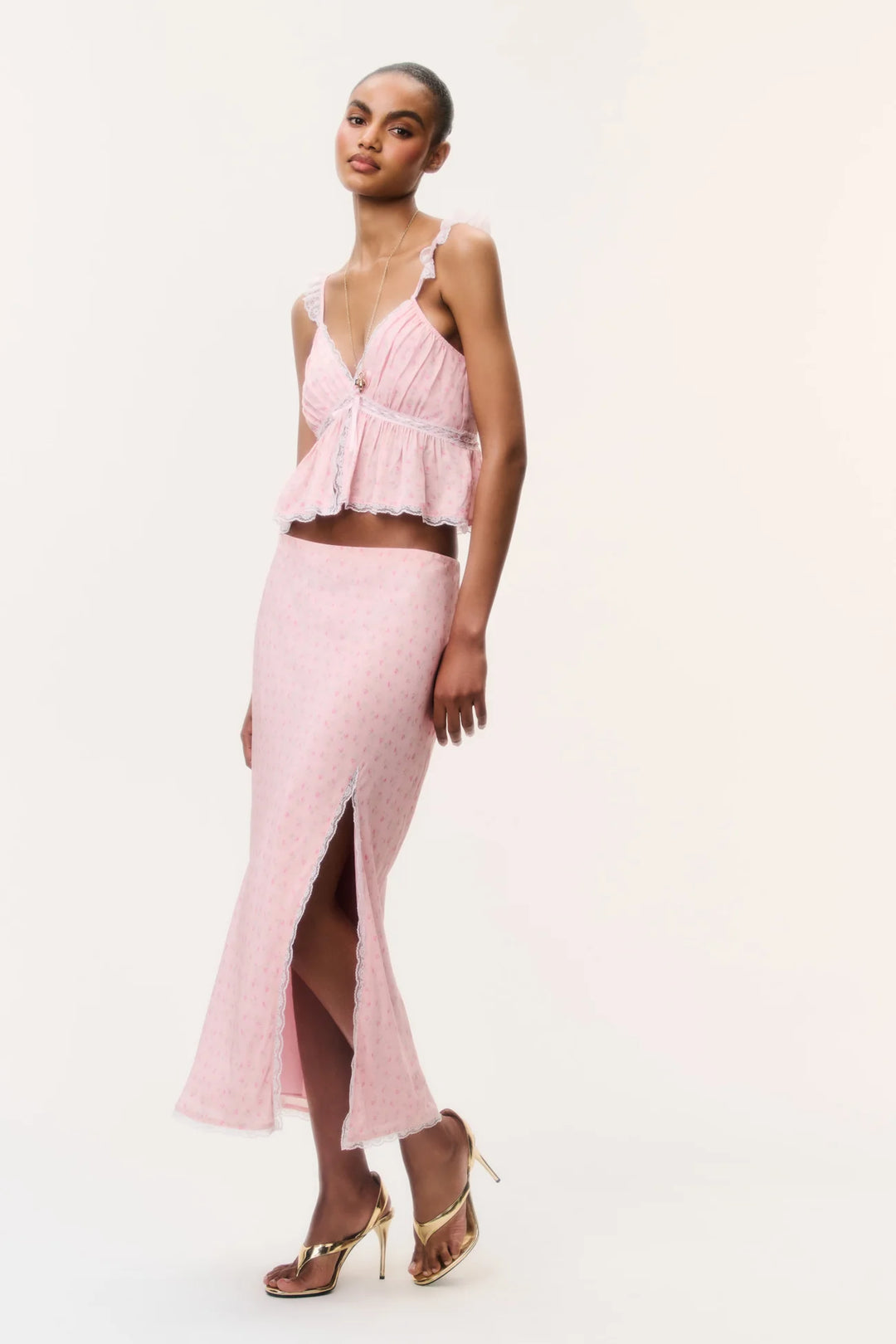 Nicoleta Floral Crepe Top Calico Peach