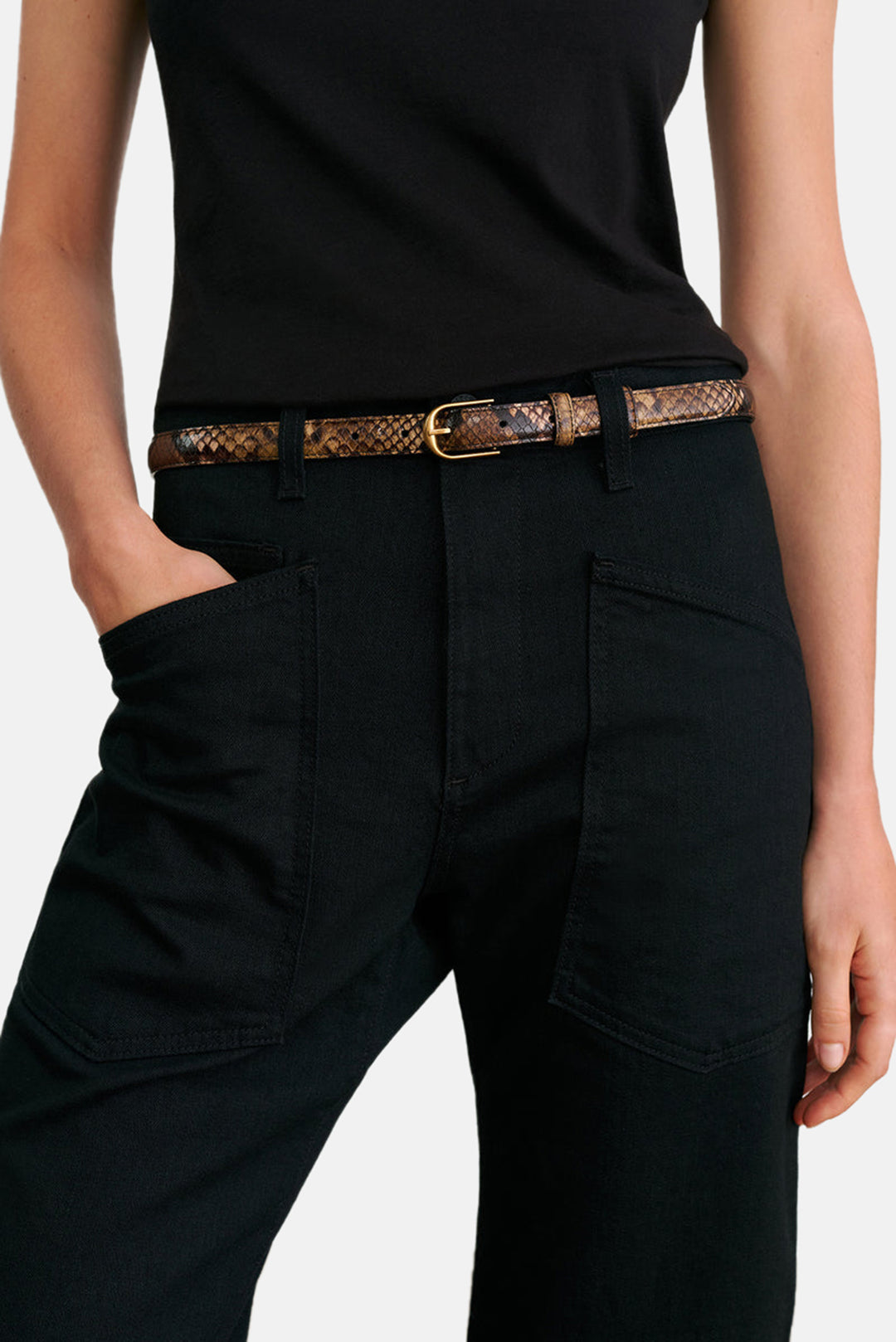 Jane Belt Brown Snakeskin W/ Antique Gold