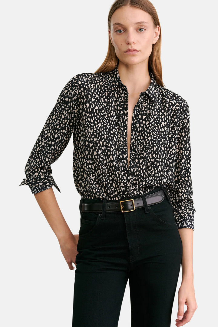 Gaia Shirt Black/Stone Cheetah Print