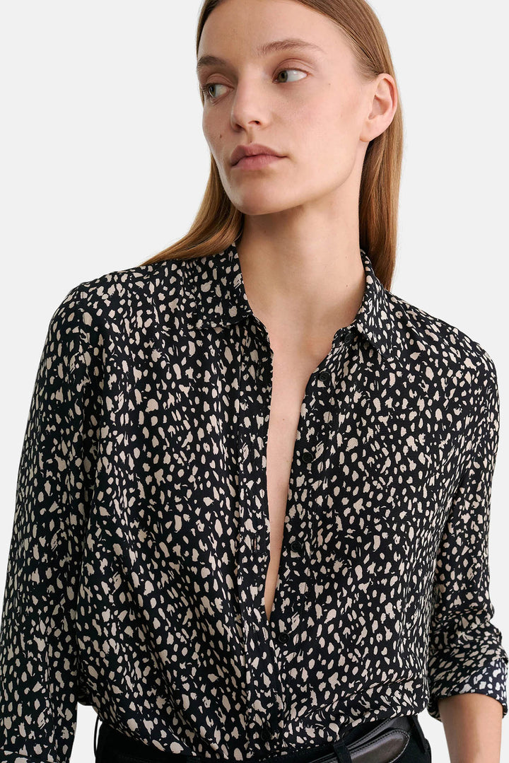 Gaia Shirt Black/Stone Cheetah Print