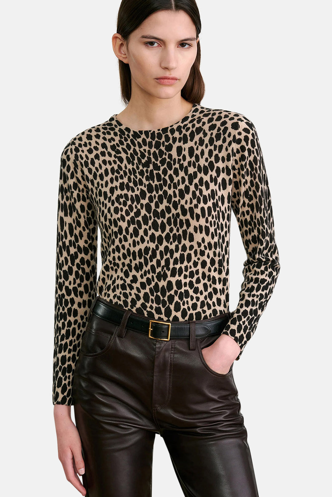 Laevin Printed Sweater Cheetah Print