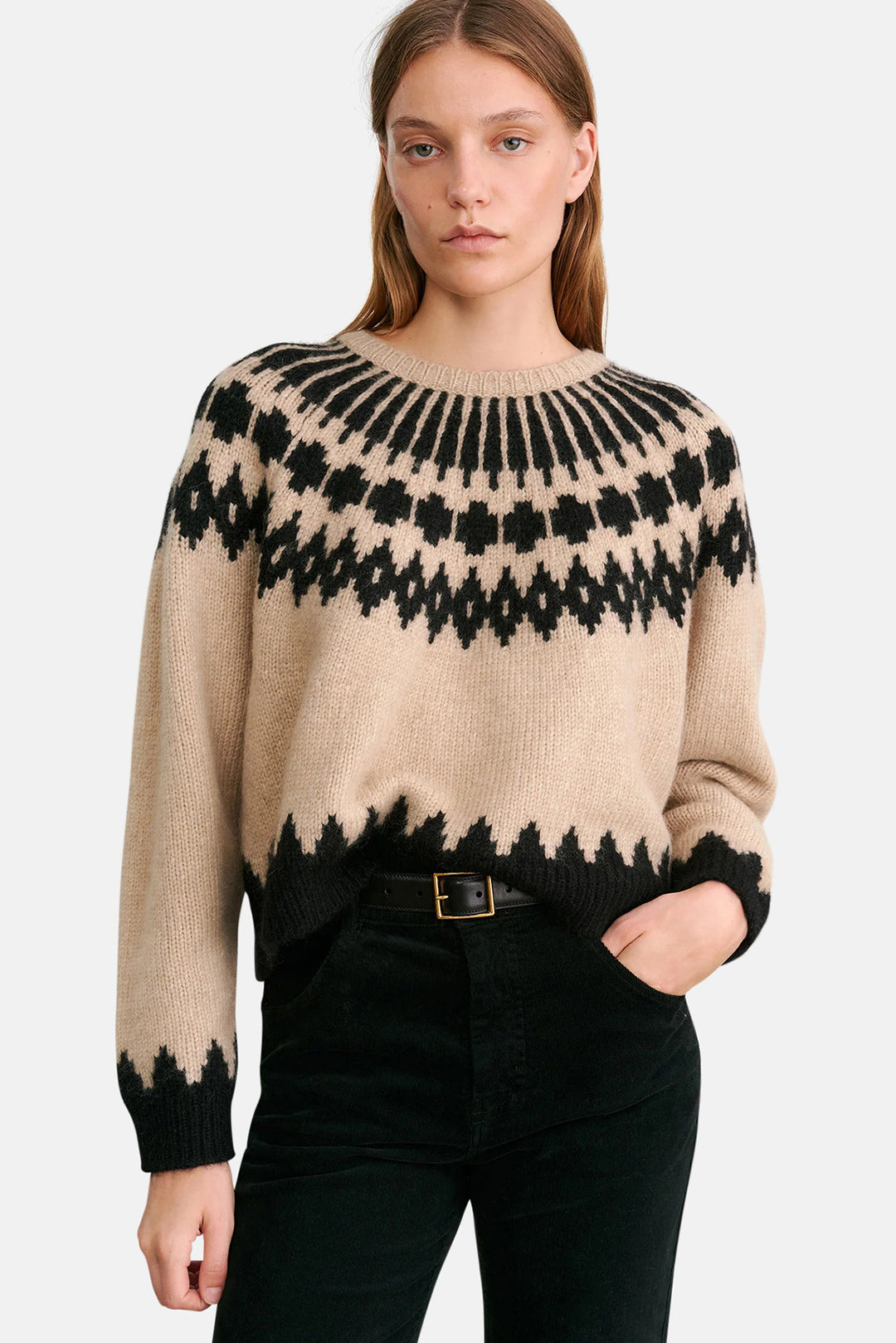 Alena Sweater Light Camel Fair Isle