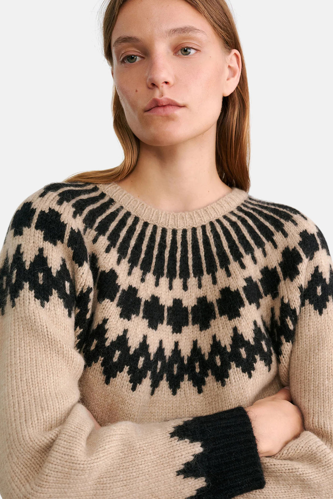 Alena Sweater Light Camel Fair Isle