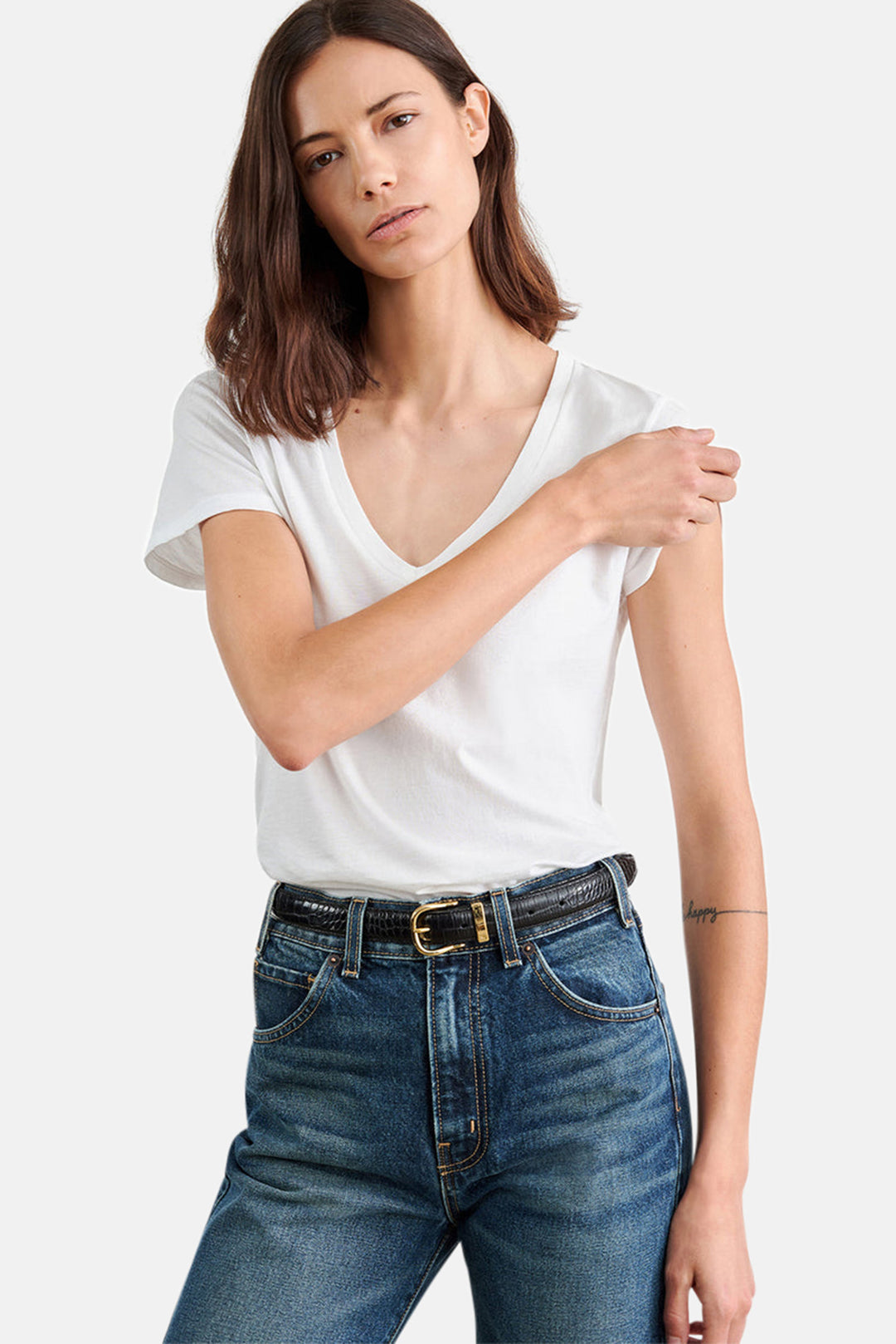 Carol V-Neck Tee White