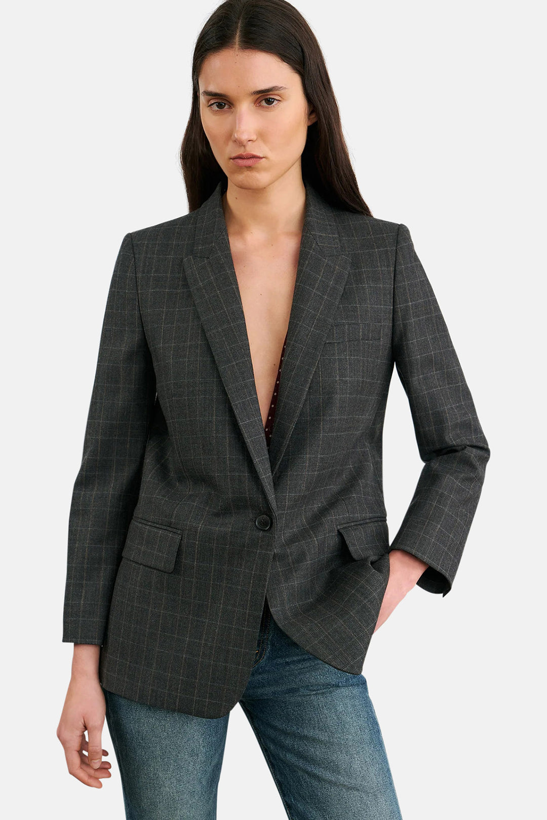 Diane Blazer Espresso Check