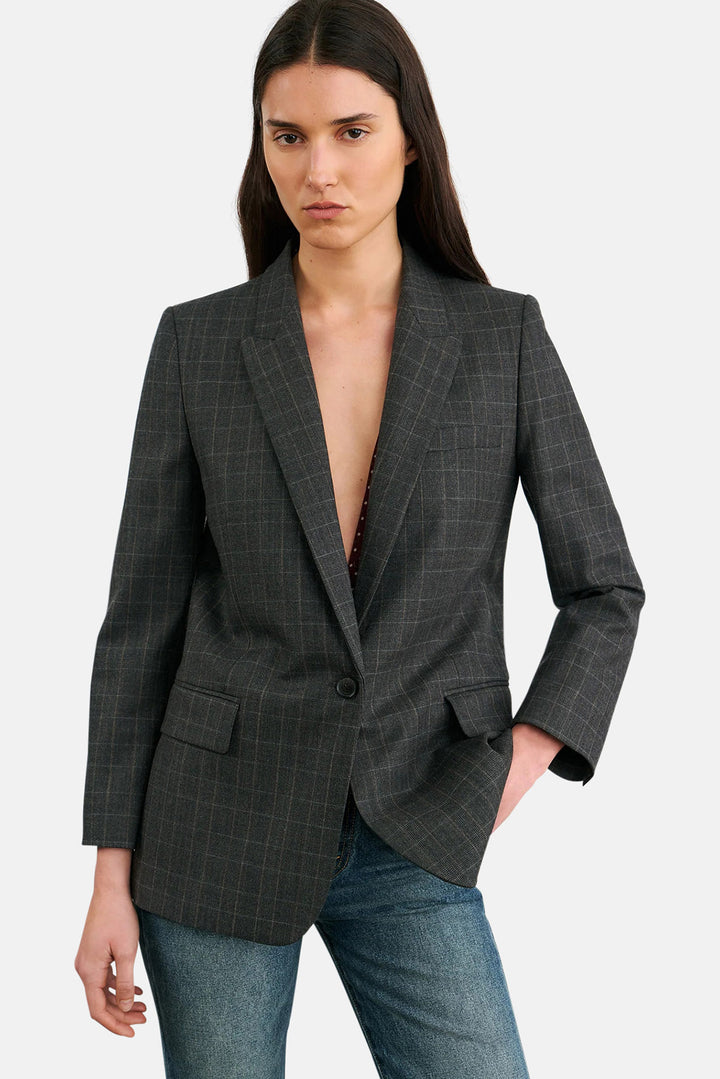 Diane Blazer Espresso Check