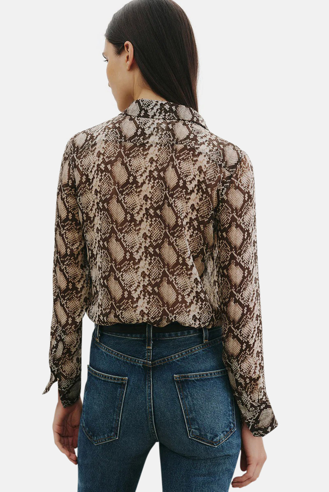 Gaia Slim Shirt Stone/Brown Snake Print