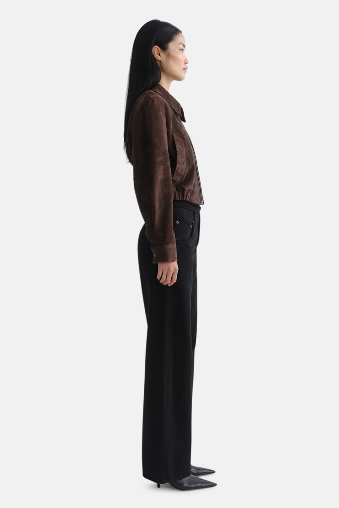 Nahla Cropped Suede Jacket in Root