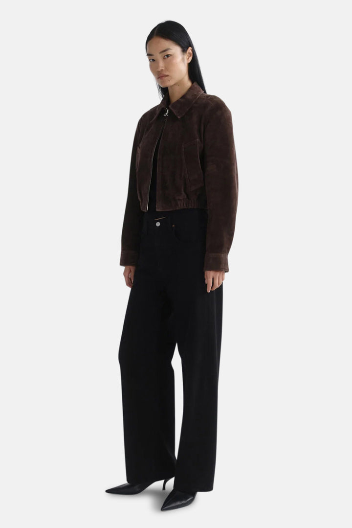 Nahla Cropped Suede Jacket in Root
