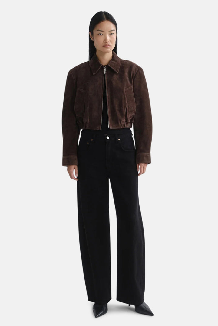 Nahla Cropped Suede Jacket in Root