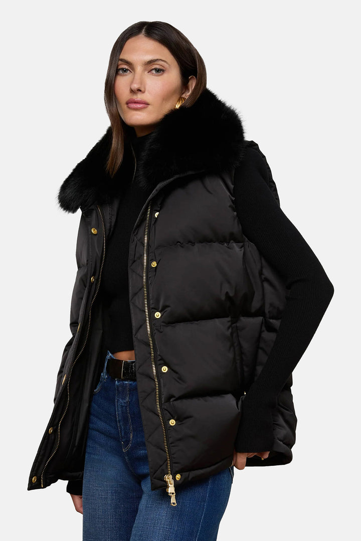 Nalo Faux Fur Puffer Vest Black