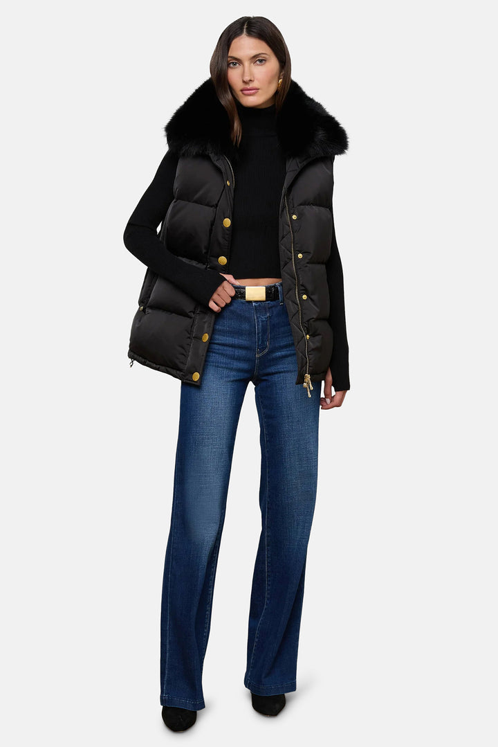 Nalo Faux Fur Puffer Vest Black