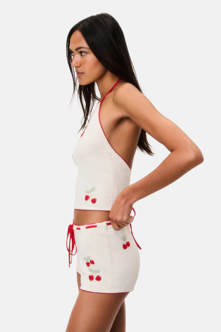 Nandie Crochet Cherry Mini Shorts Cherry Sail