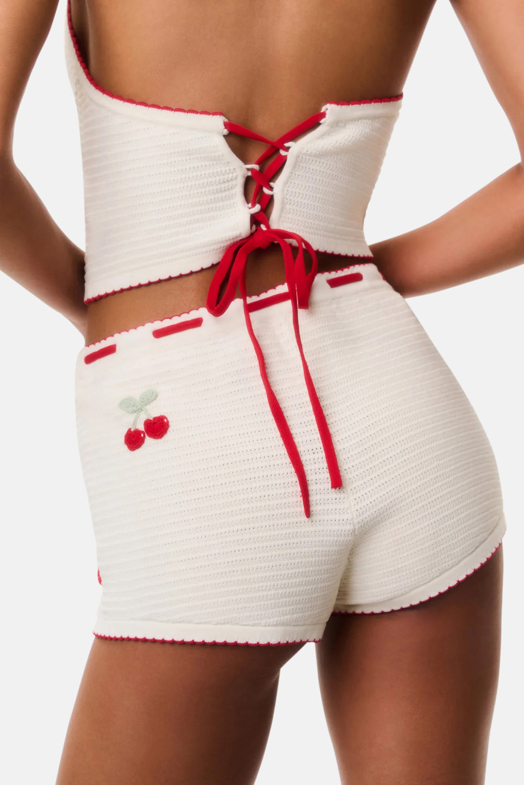 Nandie Crochet Cherry Mini Shorts Cherry Sail