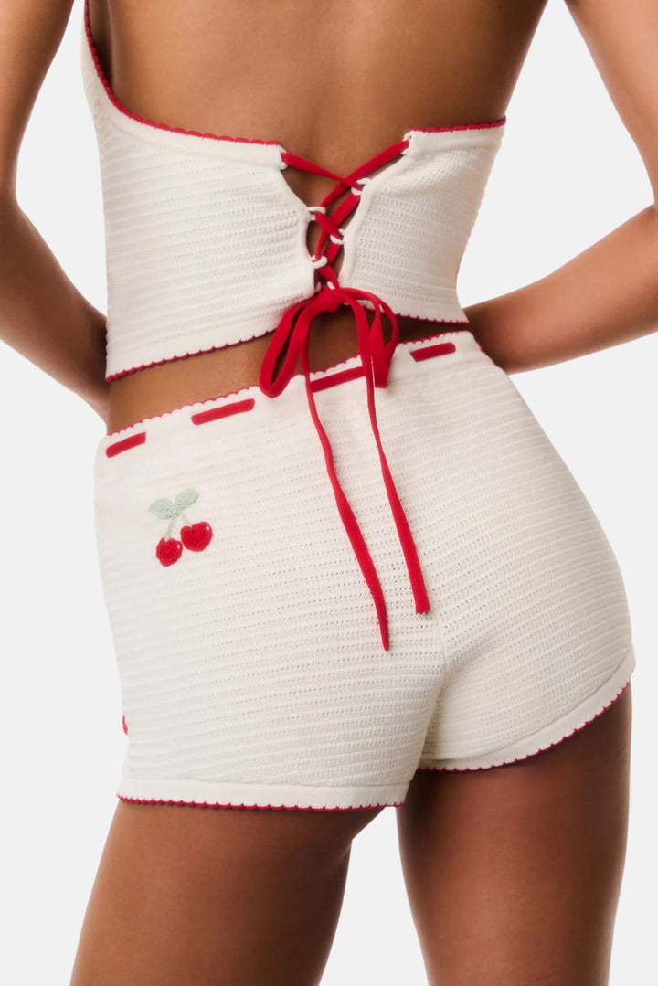 Nandie Crochet Cherry Mini Shorts Cherry Sail