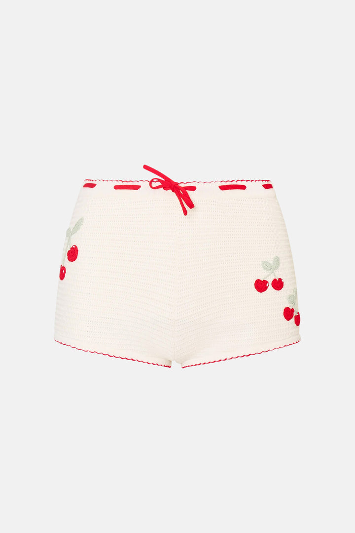 Nandie Crochet Cherry Mini Shorts Cherry Sail