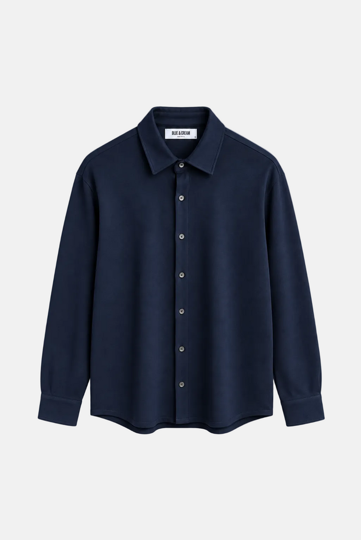 Elyon Soft Jersey Button Up Navy