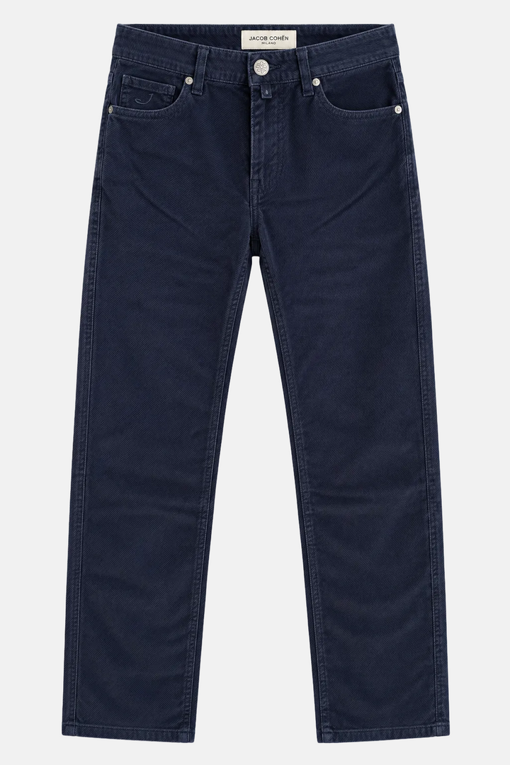 Bard Velvet Twill 5 Pkt Pant in Navy w/ Speckled Patch