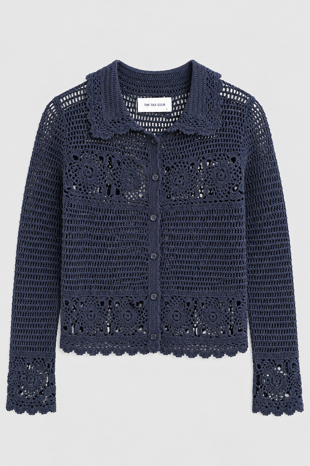 Felicity Crochet Cardigan Navy