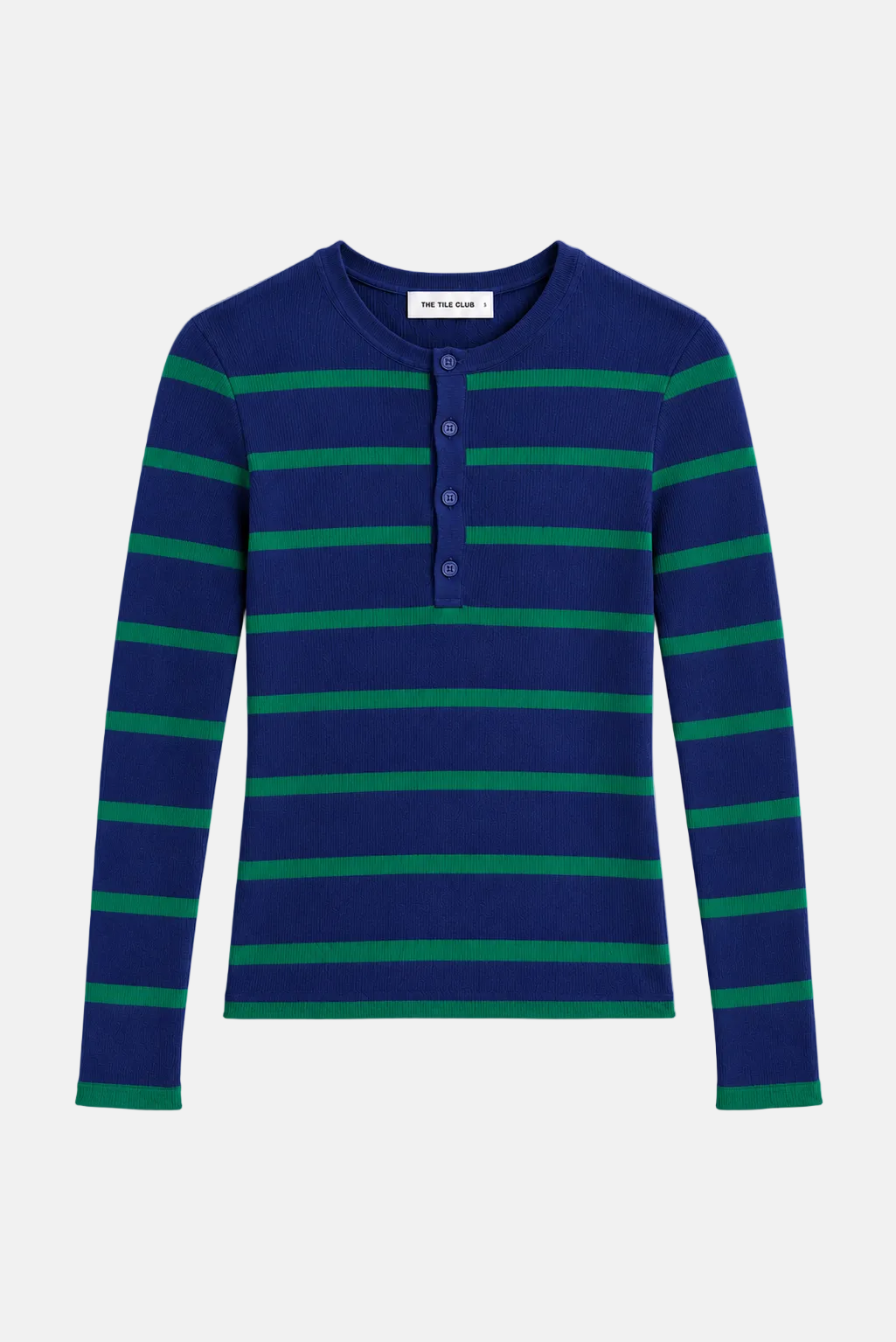 Sylvia Striped Henley Marine Blue/Green Stripe