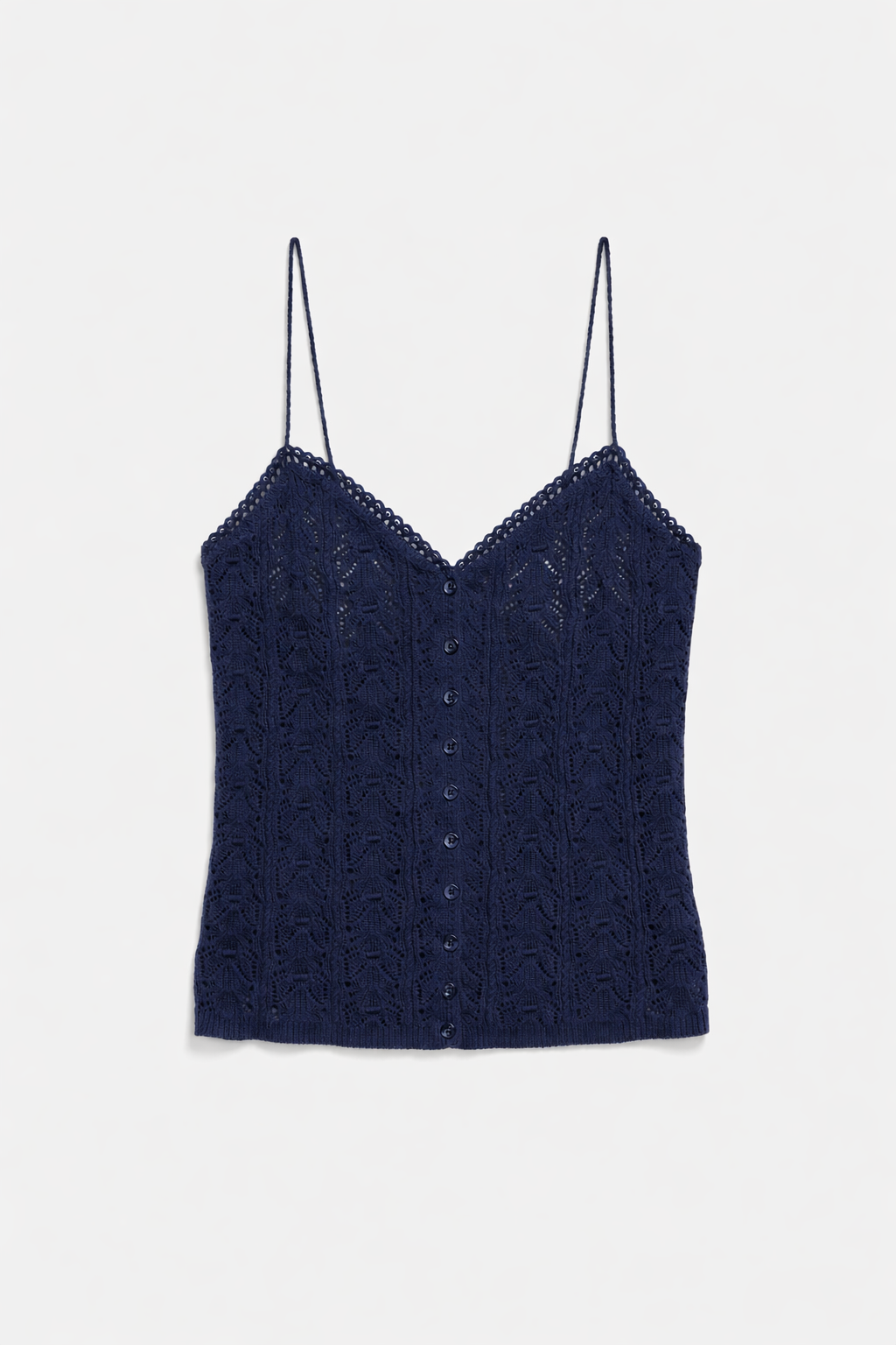 Aliza Crochet Cami Navy