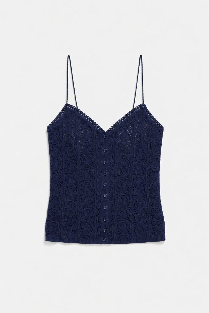 Aliza Crochet Cami Navy