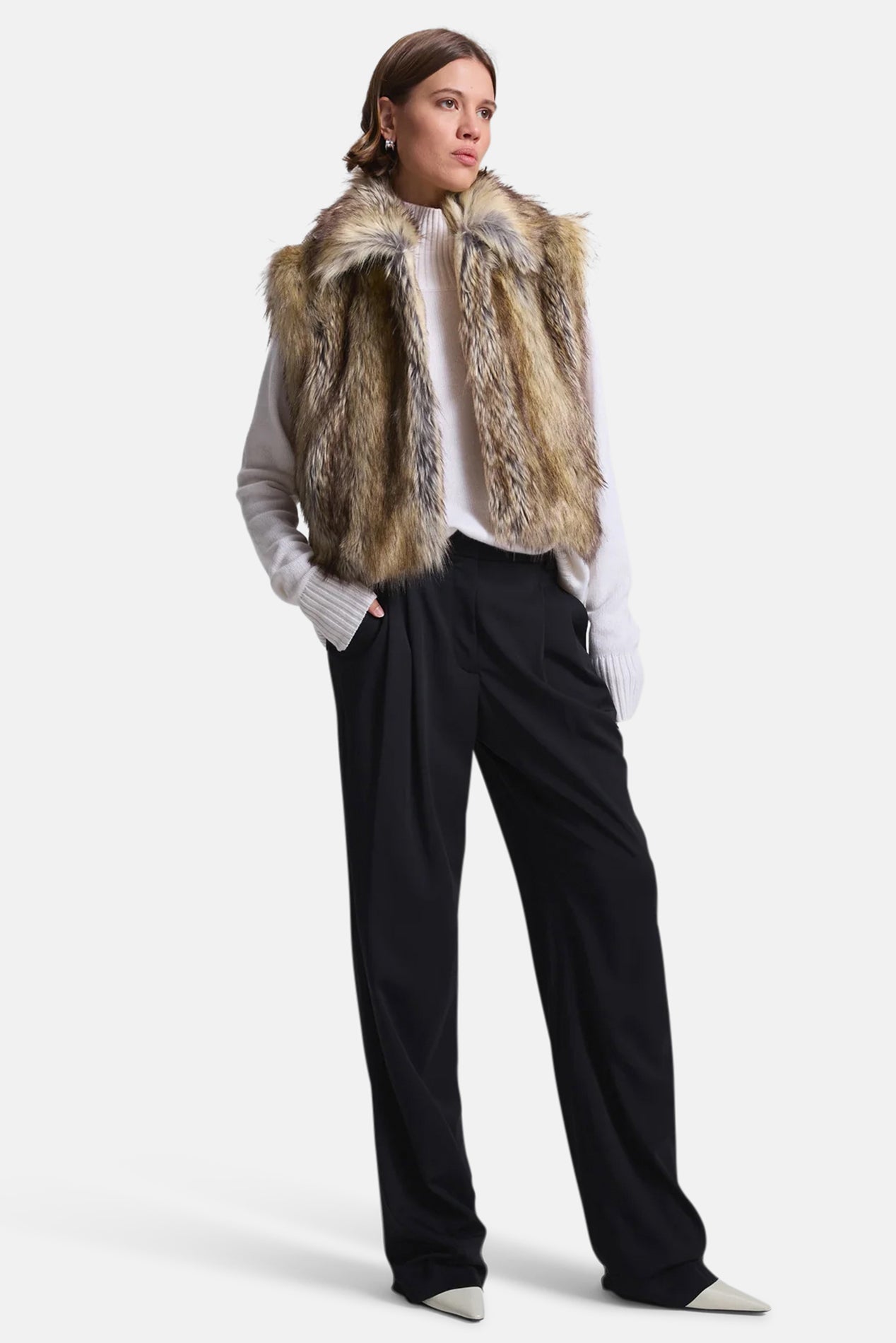 A.L.C. Naya Faux Fur Vest Brown Coyote – blueandcream