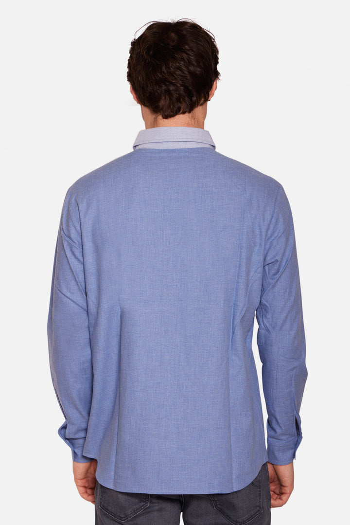 Newman Combo Shirt Denim Slate w/ Lt Slate Collar