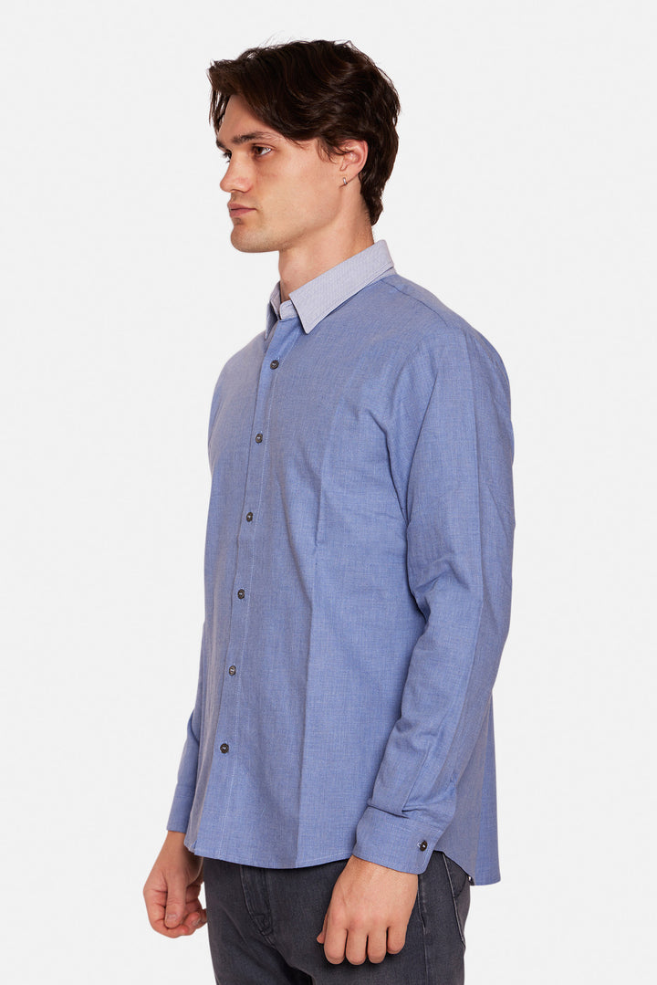 Newman Combo Shirt Denim Slate w/ Lt Slate Collar
