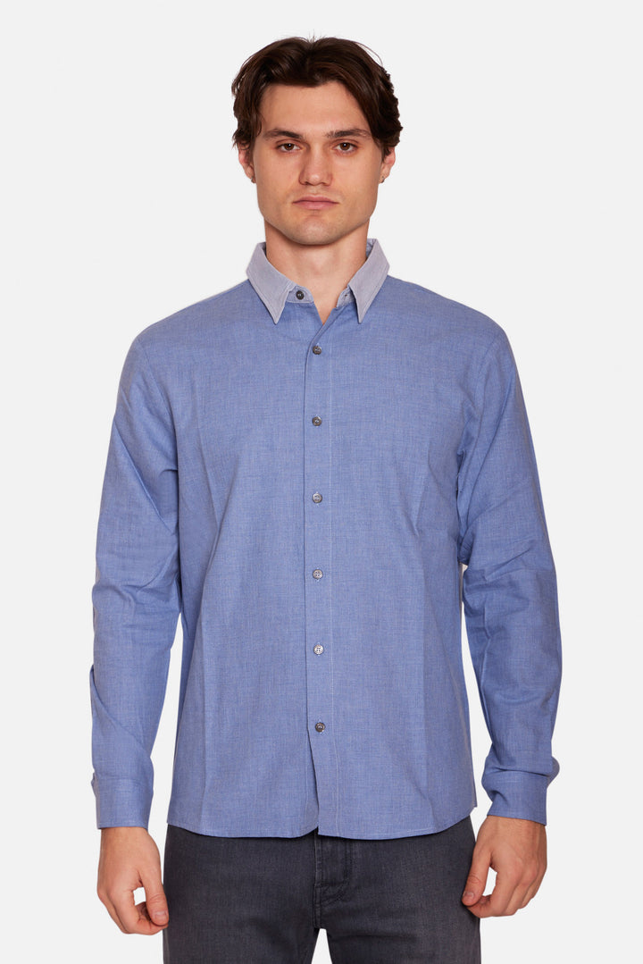 Newman Combo Shirt Denim Slate w/ Lt Slate Collar