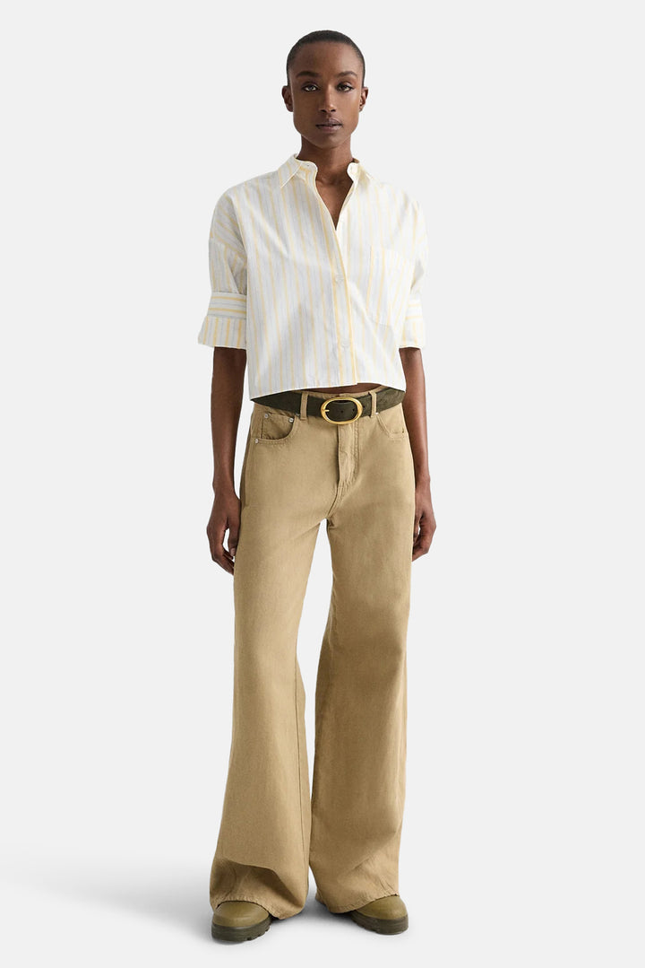 Next Ex Crop Shirt In Ivory/Yellow/Blue