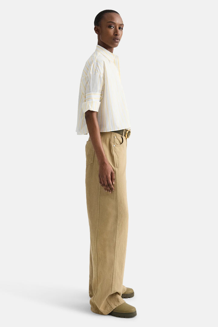 Next Ex Crop Shirt In Ivory/Yellow/Blue