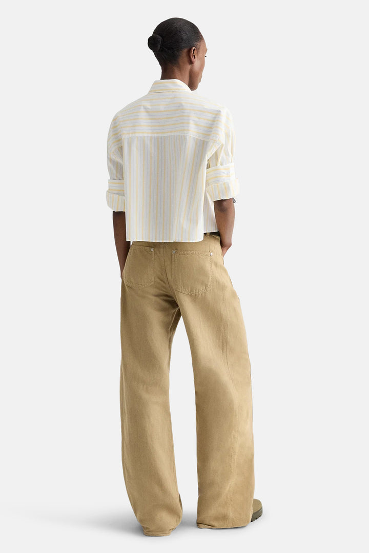 Next Ex Crop Shirt In Ivory/Yellow/Blue