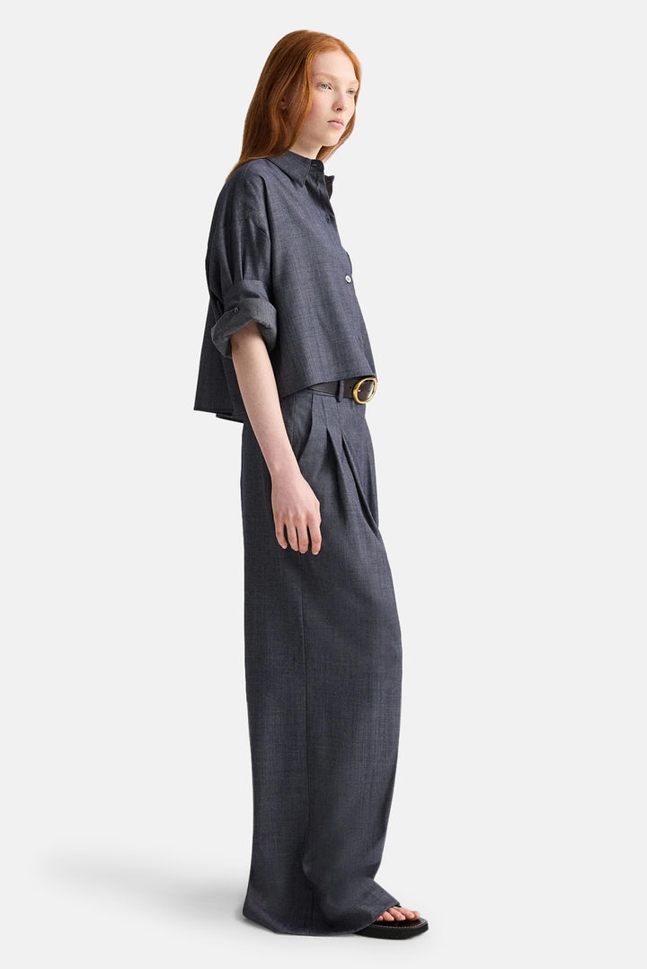 Next Ex Crop Shirt In Medium Indigo