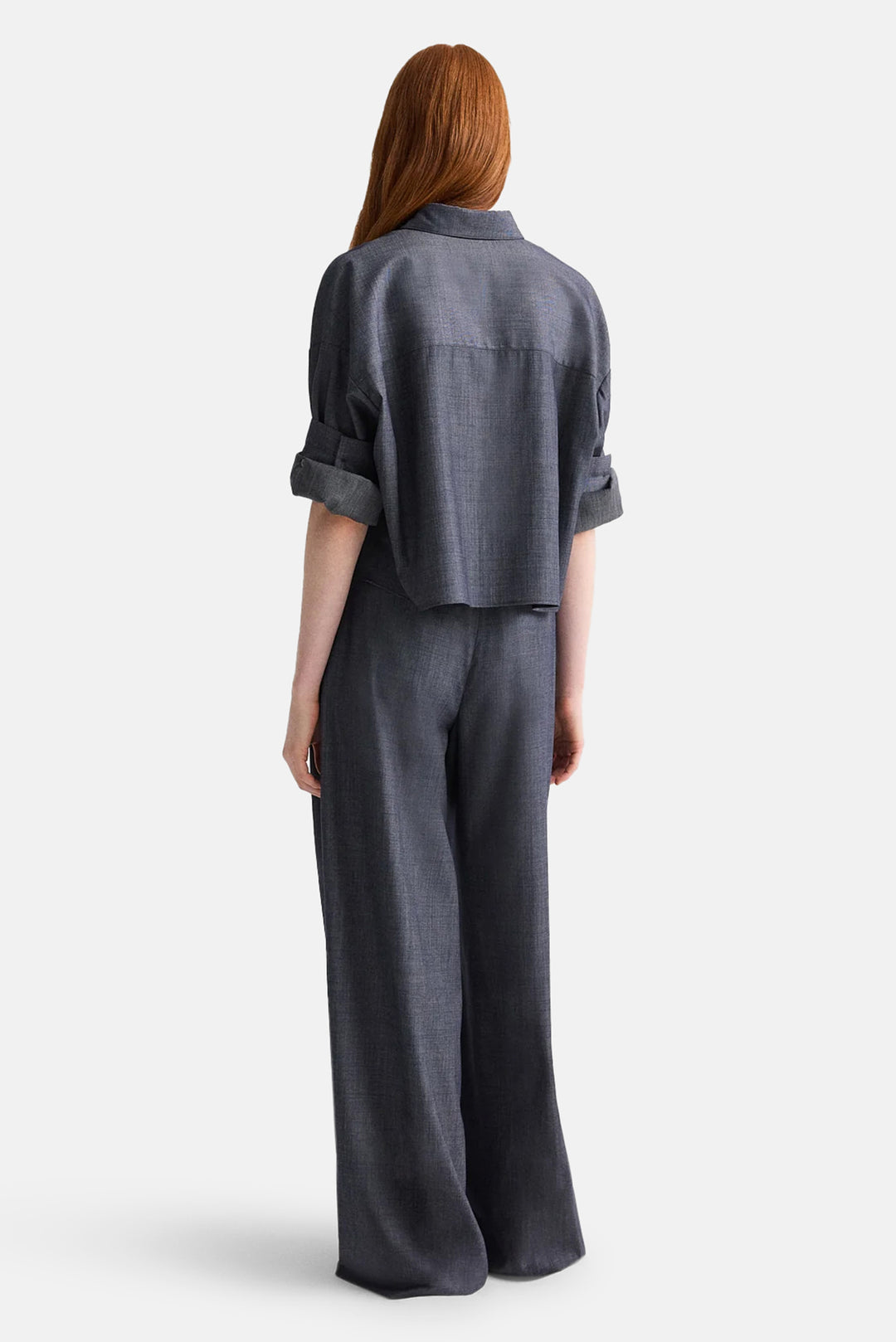 Next Ex Crop Shirt In Medium Indigo