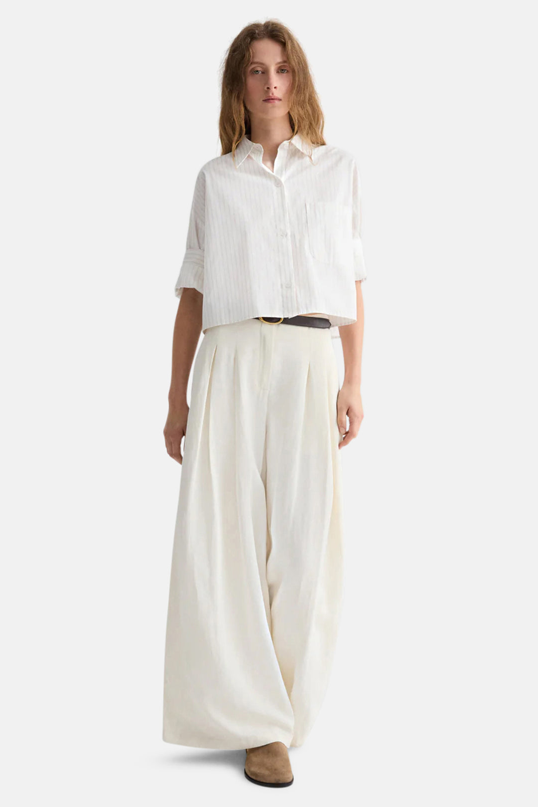 Next Ex Crop Shirt In White Multi