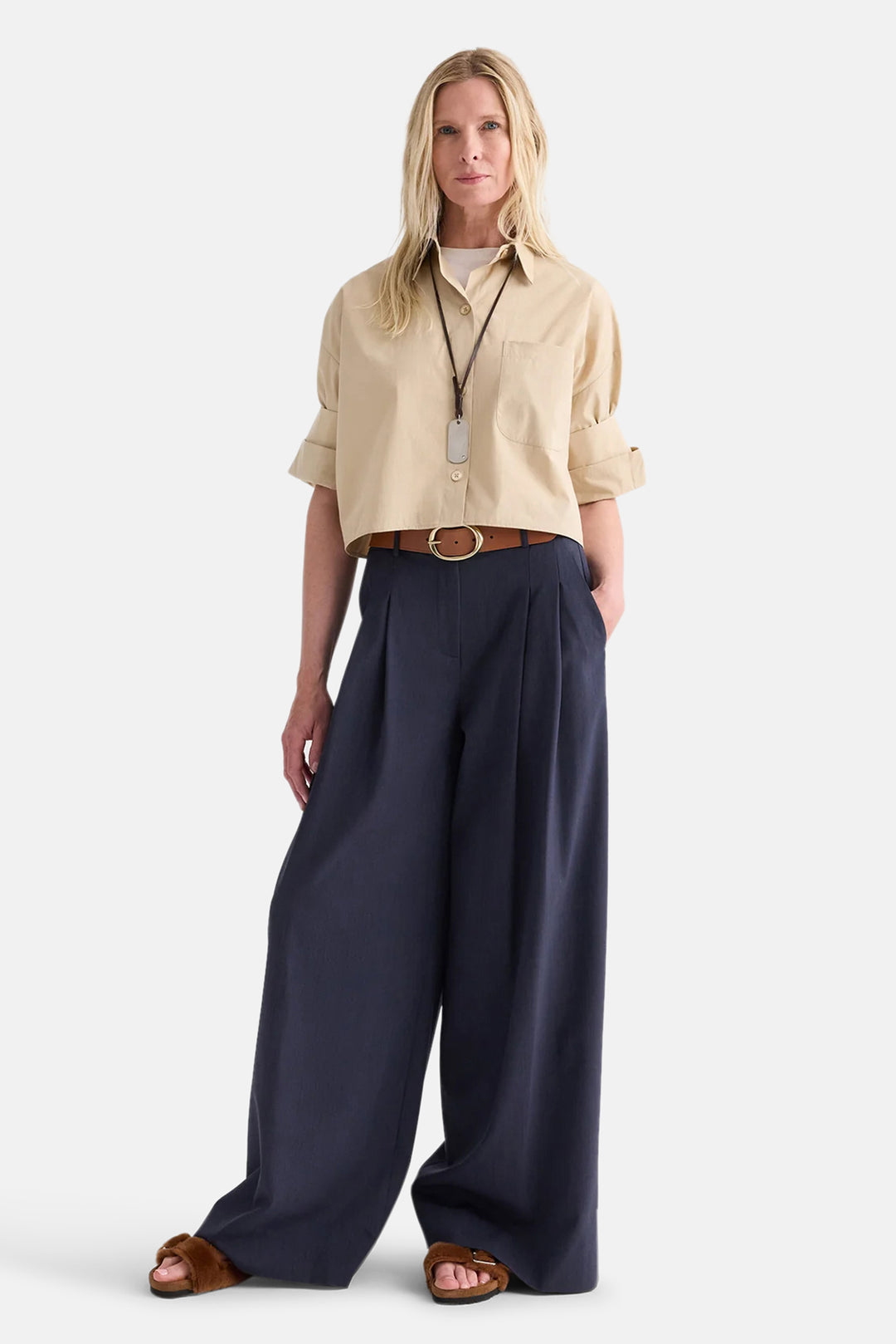Next Ex Crop Shirt in Sandstone