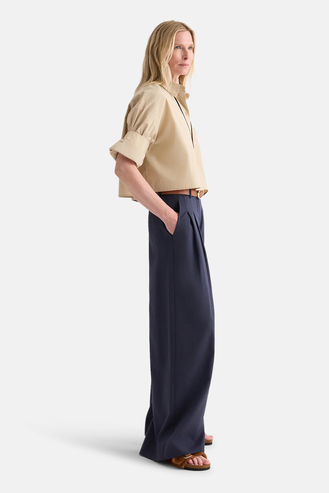 Next Ex Crop Shirt in Sandstone